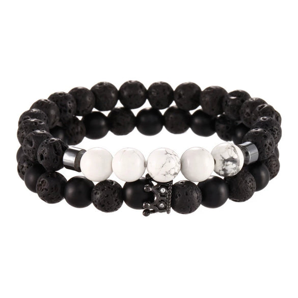 Volcanic Stone Geometric Style Handmade Elastic Cross Bracelet Unisex