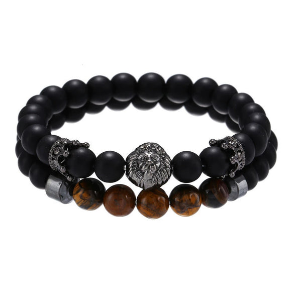 Volcanic Stone Geometric Style Handmade Elastic Cross Bracelet Unisex