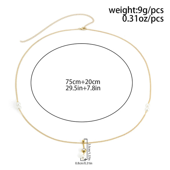 Waist And Body Chain Imitation Pearl Tassel Rhinestone Zircon Iron