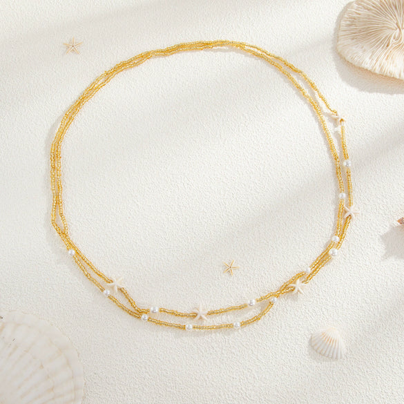 Waist Chain Body Chain Colorful Rice Beads Pearls Alloy Geometric Electroplated For Women