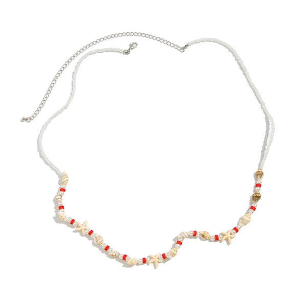 Waist Chain Body Chain With Starfish Conch Design Made Of Rice Beads Shells Polymer Clay Acrylic Imitation Pearls Bohemian Style
