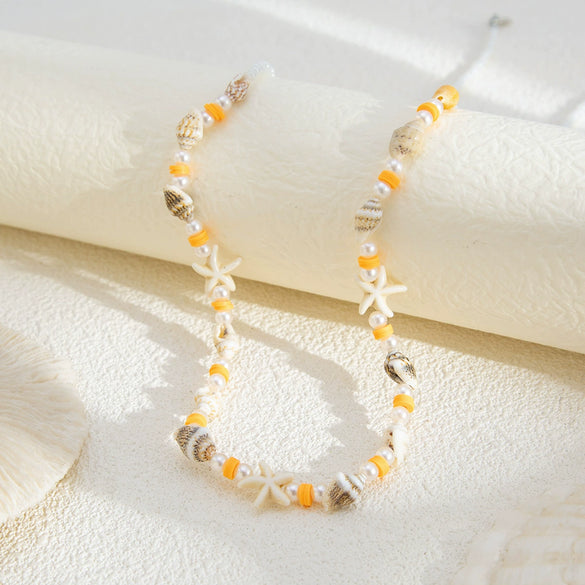 Waist Chain Body Chain With Starfish Conch Design Made Of Rice Beads Shells Polymer Clay Acrylic Imitation Pearls Bohemian Style