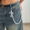 Waist Chain Hiphop Style Metal Imitation Pearl Pendant Tassel Chain