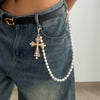 Waist Chain Hiphop Style Metal Imitation Pearl Pendant Tassel Chain