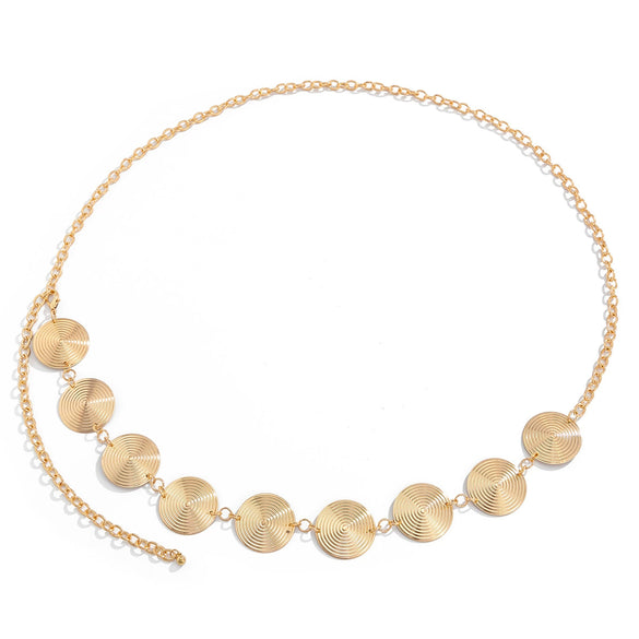 Waist Chain Iron Geometric Disc Spiral Pattern Simple Style For Female