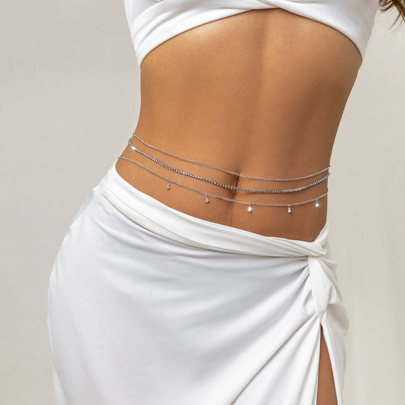Waist Chain Metal Multilayer Tassel Sequins Rhinestone For Female