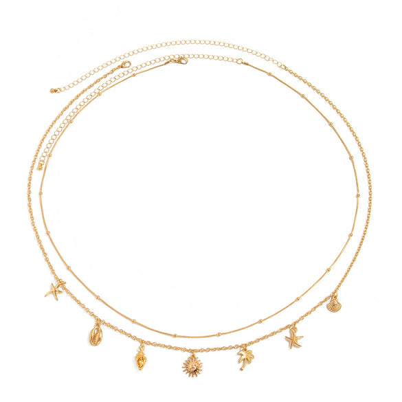 Waist Chain Metal Starfish Shell Coconut Tree Conch Pendant For Female