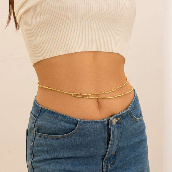 Waist Chain Plastic Resin Doublelayer Round Beaded Women's Sexy Allmatch