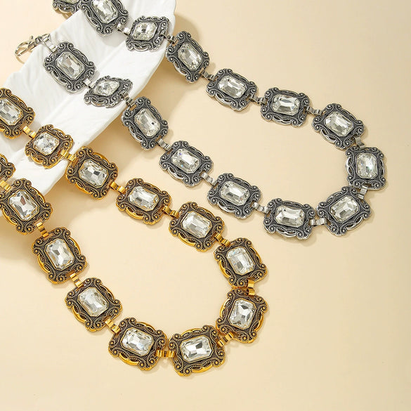 Waist Chain Retro Style Metal Inlaid Gemstone Women's Accessories