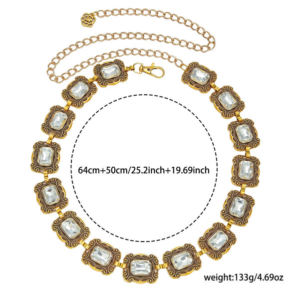 Waist Chain Retro Style Metal Inlaid Gemstone Women's Accessories