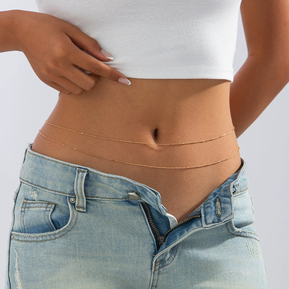 Waist Chain Set Hiphop Style Metal Sequin Snake Bone Geometric Copper Bead Body Chain