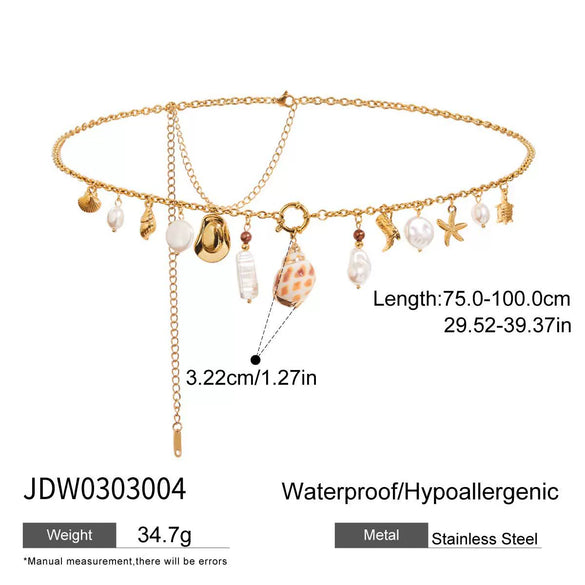 Waist Chain Stainless Steel Alloy Pearl Ushaped Electroplating Women's Highend Niche Design Accessories
