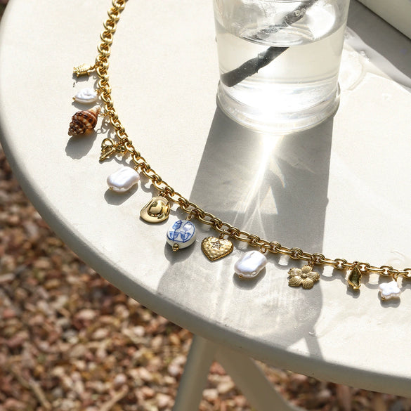Waist Chain Stainless Steel Pearl Titanium Steel 18K Gold Ceramic Conch Sea Star