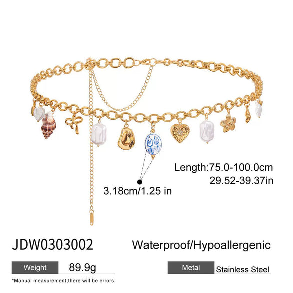 Waist Chain Stainless Steel Pearl Titanium Steel 18K Gold Ceramic Conch Sea Star