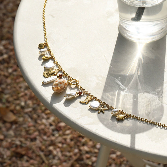 Waist Chain Stainless Steel Pearl Titanium Steel 18K Gold Ceramic Conch Sea Star