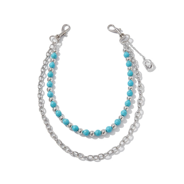 Waist Chain Turquoise Beaded Purely Handmade Denim Style Metal Cowboy Pattern For Men