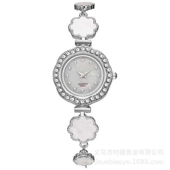Watch Alloy And Iron Material Round Dial Sunflower Decoration Lazy Pull Bracelet For Female Students