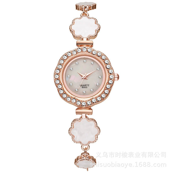 Watch Alloy And Iron Material Round Dial Sunflower Decoration Lazy Pull Bracelet For Female Students