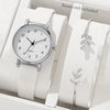 Watch Alloy Case Frosted Leather Strap Rose Gold Pin Buckle Round Dial Quartz