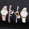 Watch Alloy Case Frosted Leather Strap Rose Gold Pin Buckle Round Dial Quartz