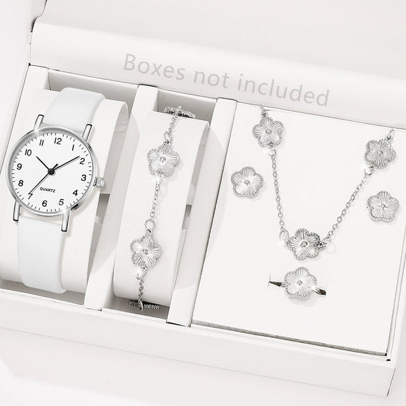 Watch Alloy Case Frosted Leather Strap Rose Gold Pin Buckle Round Dial Quartz