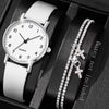 Watch Alloy Case Frosted Leather Strap Rose Gold Pin Buckle Round Dial Quartz