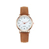 Watch Alloy Case Frosted Leather Strap Rose Gold Pin Buckle Round Dial Quartz
