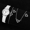 Watch Alloy Case Frosted Leather Strap Rose Gold Pin Buckle Round Dial Quartz
