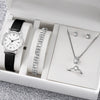 Watch Alloy Case Frosted Leather Strap Rose Gold Pin Buckle Round Dial Quartz