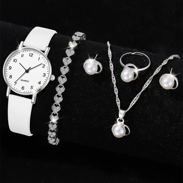 Watch Alloy Case Frosted Leather Strap Rose Gold Pin Buckle Round Dial Quartz