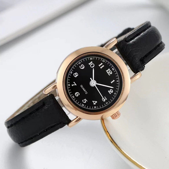 Watch Alloy Case Imitation Leather Strap Round Dial Leisure Style For Students