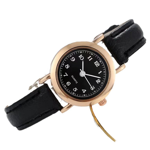 Watch Alloy Case Imitation Leather Strap Round Dial Leisure Style For Students