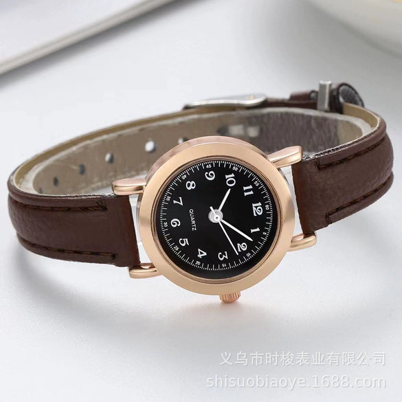 Watch Alloy Case Imitation Leather Strap Stainless Steel Clasp Round Dial Leisure Style For Students
