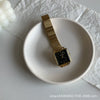 Watch Alloy Case Ordinary Glass Mirror Golden Bamboo Square Green Dial Retro Simple Elegant Women's Leisure Design