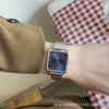 Watch Alloy Case Ordinary Glass Mirror Golden Bamboo Square Green Dial Retro Simple Elegant Women's Leisure Design