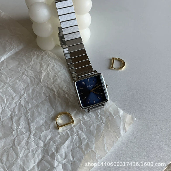Watch Alloy Case Ordinary Glass Mirror Golden Bamboo Square Green Dial Retro Simple Elegant Women's Leisure Design