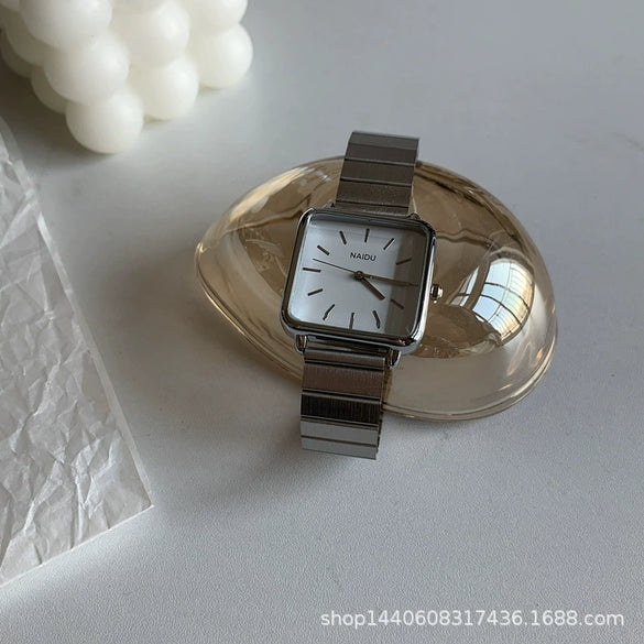 Watch Alloy Case Ordinary Glass Mirror Golden Bamboo Square Green Dial Retro Simple Elegant Women's Leisure Design