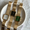 Watch Alloy Case Ordinary Glass Mirror Golden Bamboo Square Green Dial Retro Simple Elegant Women's Leisure Design