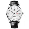 Watch Alloy Genuine Leather Mineral Strengthened Glass Mirror Business Style Round Dial Male
