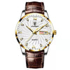 Watch Alloy Genuine Leather Mineral Strengthened Glass Mirror Business Style Round Dial Male