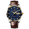 Watch Alloy Genuine Leather Mineral Strengthened Glass Mirror Business Style Round Dial Male