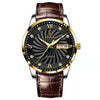 Watch Alloy Genuine Leather Mineral Strengthened Glass Mirror Business Style Round Dial Male