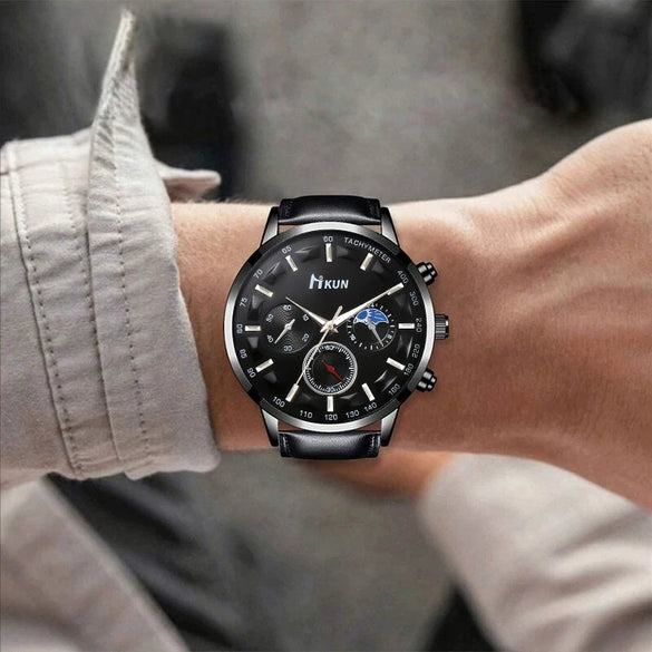 Watch Alloy Imitation Leather Round Fashion Men's