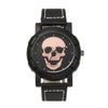Watch Alloy Imitation Leather Stainless Steel Hip Hop Style Skull Decoration Round Dial