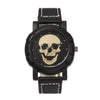 Watch Alloy Imitation Leather Stainless Steel Hip Hop Style Skull Decoration Round Dial