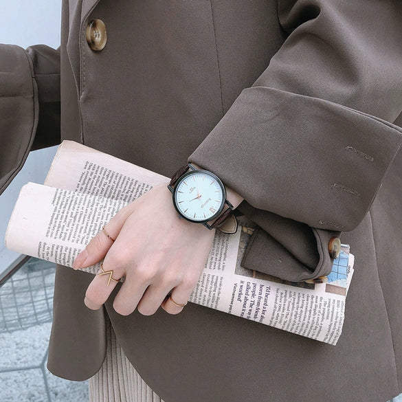 Watch Alloy Imitation Leather Stainless Steel Round Casual Women's