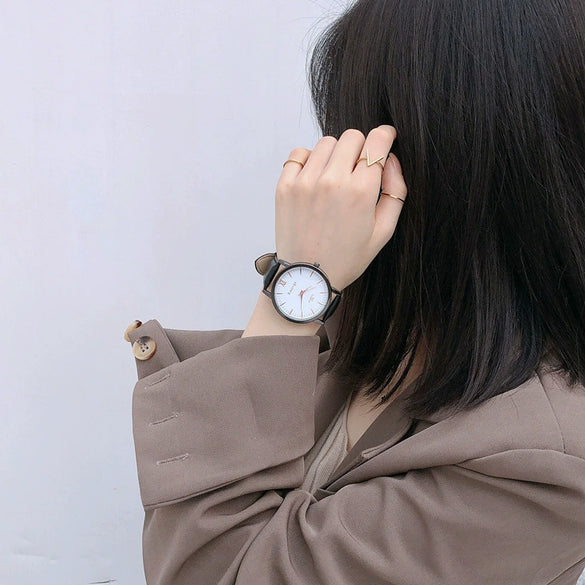 Watch Alloy Imitation Leather Stainless Steel Round Casual Women's