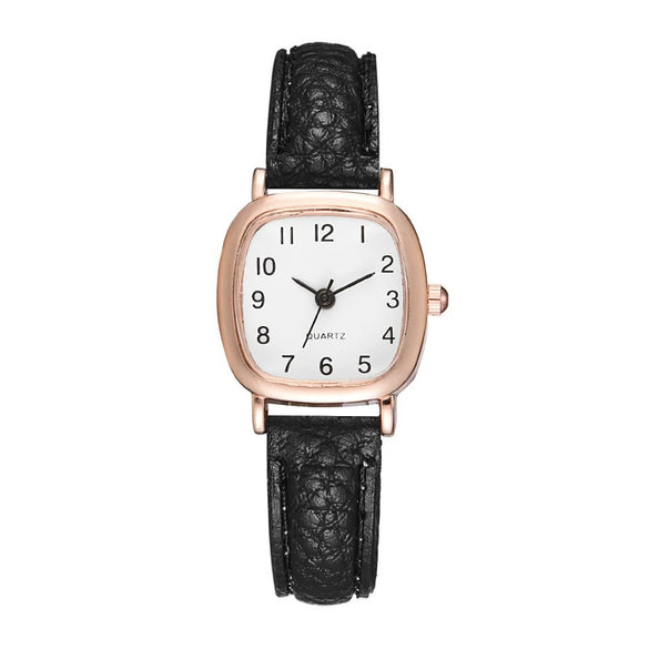 Watch Alloy Imitation Leather Strap Square Dial Leisure Style