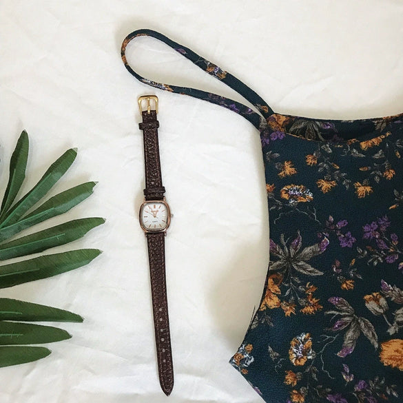 Watch Alloy Leather Square Retro Artistic Quartz