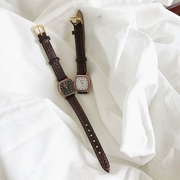 Watch Alloy Leather Square Retro Artistic Quartz